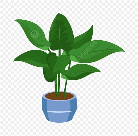 Potted Plant Clipart Transparent Background Green Plant Potted Cartoon