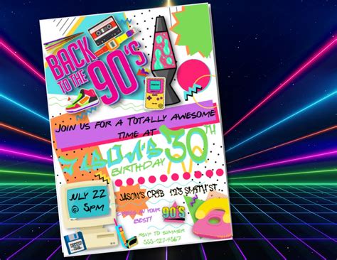 Editable 90s Birthday Party Invitation Back To The 90s Party Etsy