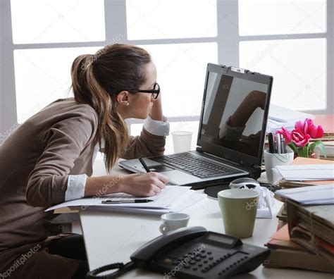 Pictures Office Files Hard Working Woman With Office Files Stock