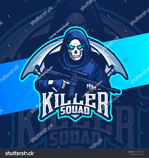 Reaper Skull Gun Mascot Esport Logo Stock Vector Royalty Free