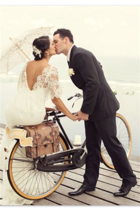 On A Bicycle Built For Two Bike Wedding Wedding Gowns Dream Wedding Wedding Images