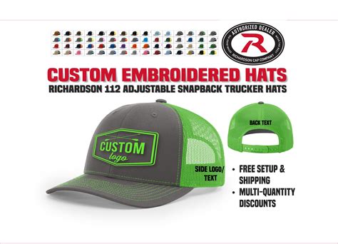 Custom Logo Embroidered Hats Richardson 112 Hats