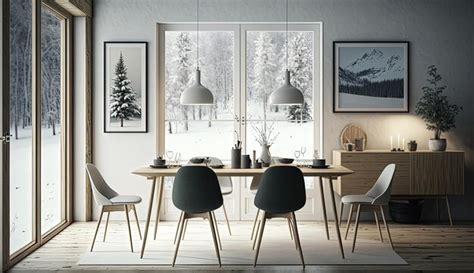 Premium Ai Image He Scandinavian Dining Room Is A Study In Simplicity