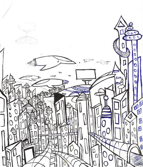 Future City Futuristic City City Drawing City Sketch