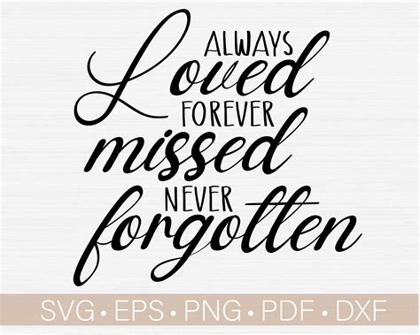 Always Loved Forever Missed Never Forgotten Svg Memorial Svg Etsy