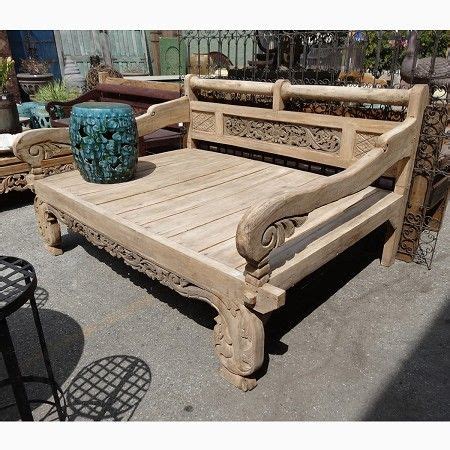 balinese teak carved daybed custom cushions