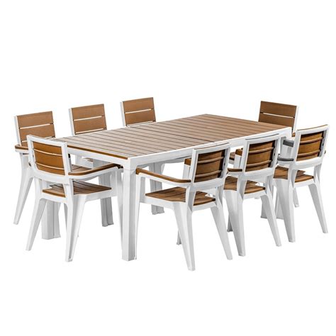 Inval Madeira 8 Seat Patio Dining Table And Armchair Set In Whiteteak