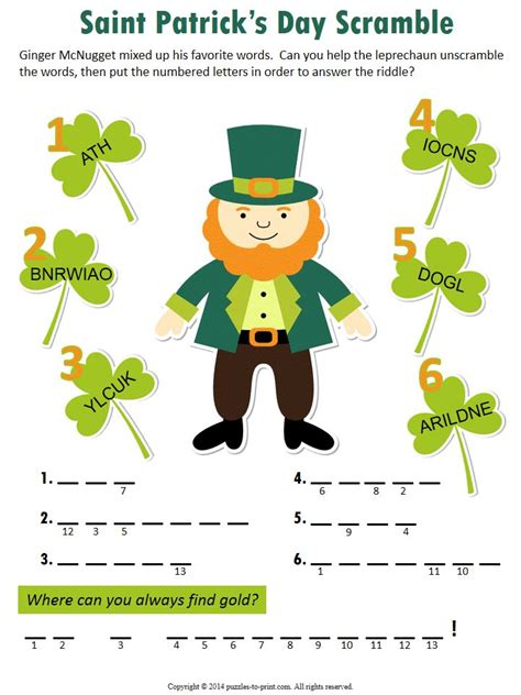 The crossword puzzle is featured as part of these free printable games. 17 Best images about ST. PATRICK'S DAY on Pinterest | Maze ...