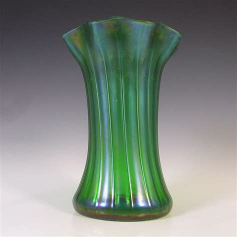 Art Nouveau 1900s Iridescent Green Glass Antique Vase £4275
