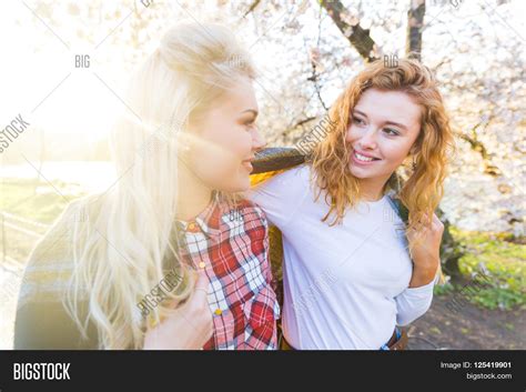 Two Lesbian Girls Park Image And Photo Free Trial Bigstock