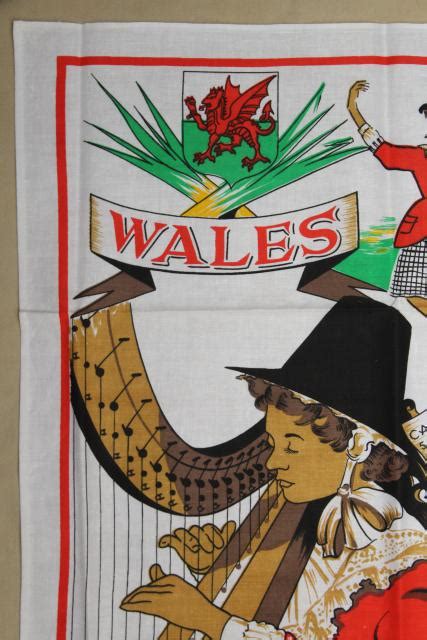 Vintage Tea Towel W Welsh Recipes Traditional Food Favorites Of Wales
