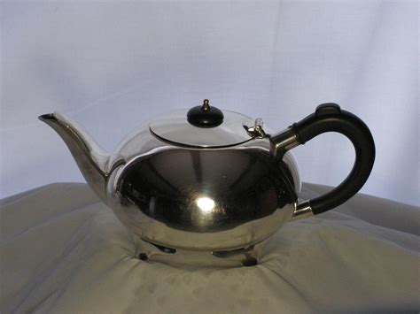 W T M Silver Footed Teapot Bakelite Handle And Finial Hard Soldered