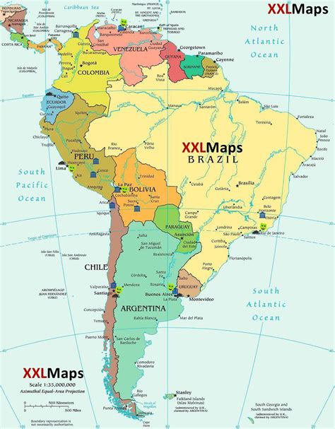 Politická Mapa Južná Amerika Zadarmo Na Stiahnutie Pre Chytré