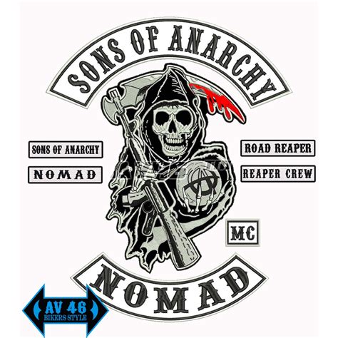 Av46 Sons Of Anarchy Soa Nomad Embroidery Patch Vest Emblem Big Back