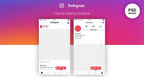 Free Instagram Feed And Profile Psd Ui 2016 By Marinad On Deviantart
