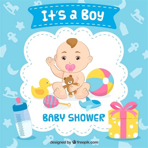 Premium Vector Its A Boy Baby Shower Background