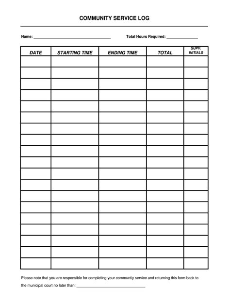 Community Service Hour Log Sheet Fill Out And Sign Online Dochub