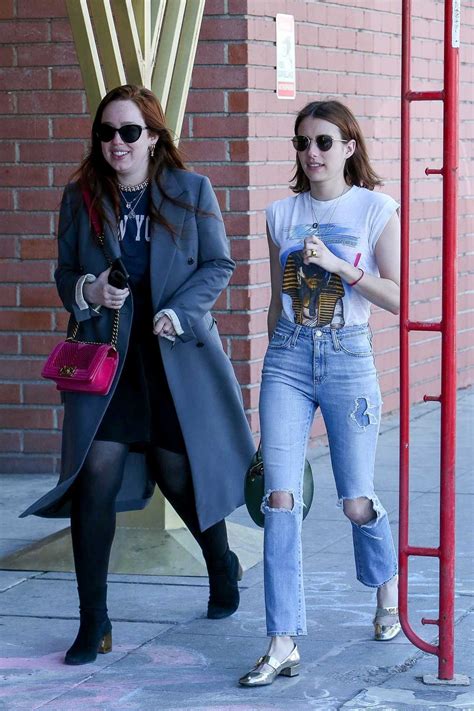 Emma Roberts In A Blue Ripped Jeans Was Seen Out With A Friend In Los