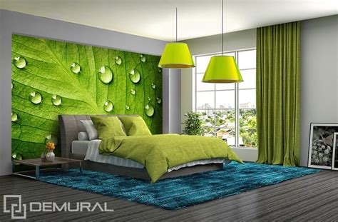 I Feel The Green Walls With Leafs Bedroom Wallpaper Mural Photo