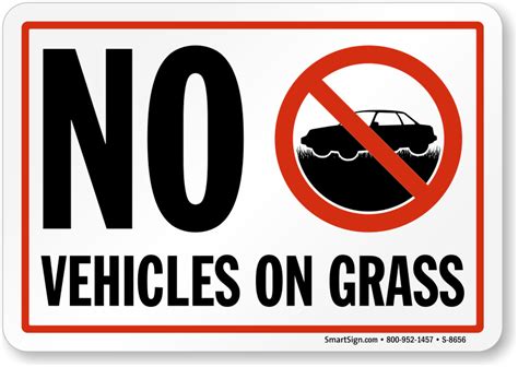 No Vehicles On Grass With Graphic Stay Off Lawn Signs