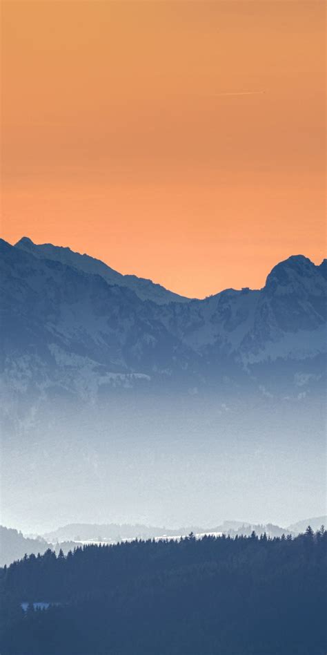 Download 1080x2160 Wallpaper Sunset Mountains Haze Horizon Dusk