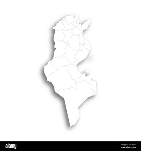 Tunisia Political Map Of Administrative Divisions Governorates Flat