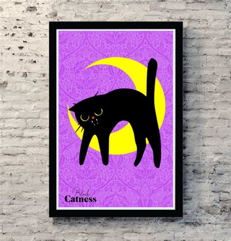 Black Cat Poster Print Etsy