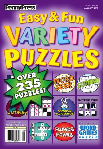 Easy And Fun Variety Puzzles One Year Subscription Print Magazine