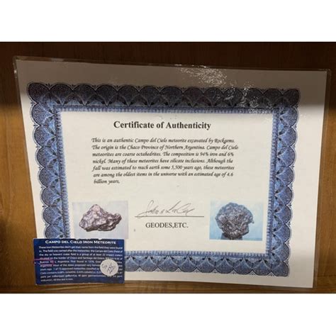 A 5kg Campo Del Cielo Iron Meteorite With Certificate Of Authenticity