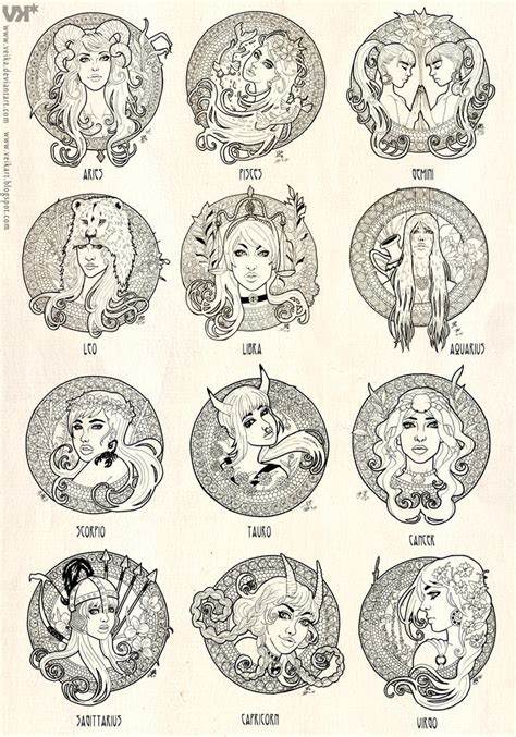 Art Nouveau Zodiac By Veika On Deviantart
