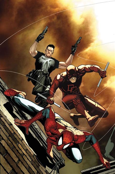 The Punisher Daredevil And Spider Man Hq Marvel Marvel Comics Art