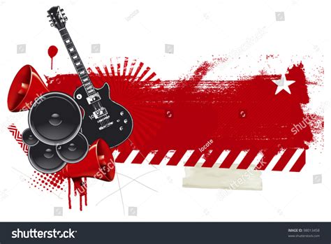 Rock Roll Poster Grunge Red Banner Stock Vector Royalty Free 98013458