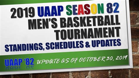 Uaap 2019 Mens Basketball Season 82 Standings Schedules And Updates