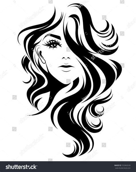 Illustration Of Women Long Hair Style Icon Logo Women On White
