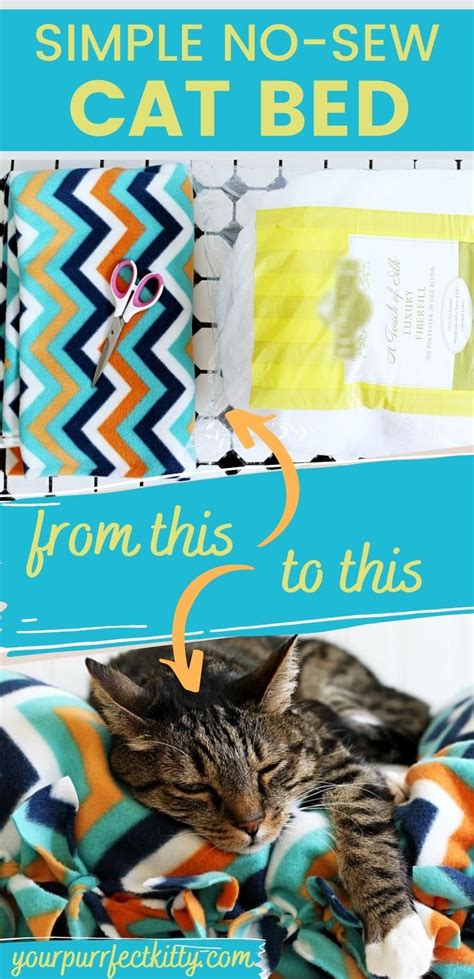 Your Cats Will Go Crazy For This Comfy Fleece No Sew Cat Bed Diy Cat