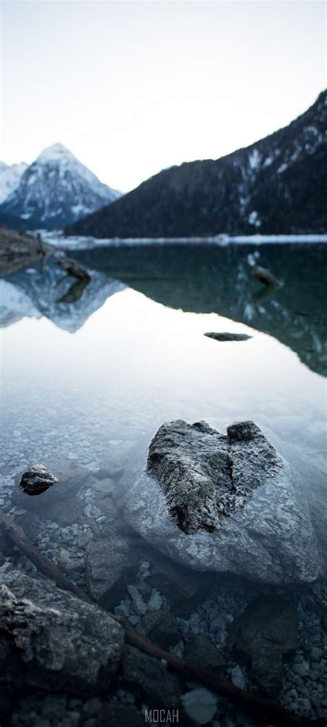 Water Lake Reflection And Rock Hd Motorola Moto G9 Play Background