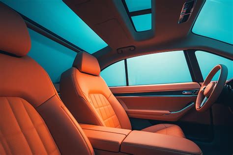 Premium AI Image A Car With A Red Leather Seat And The Sunroof