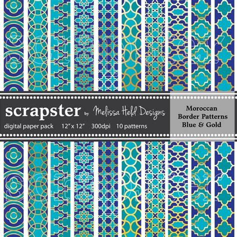 Moroccan Border Patterns Blue And Gold