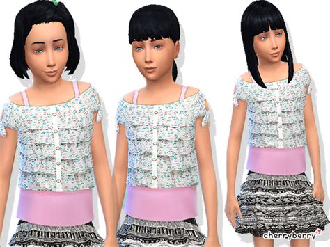 The Sims Resource Ruffle Clothing Set For Girls By Cherryberrysims