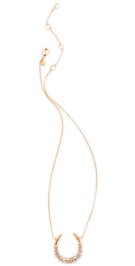 Lyst Alexis Bittar Crystal Encrusted Horseshoe Necklace In Metallic