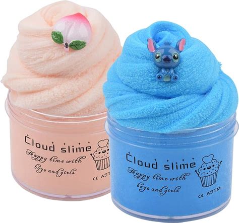 Keemanman 2 Pack Cloud Slime Kit With Blue Stitch And Peach Charms