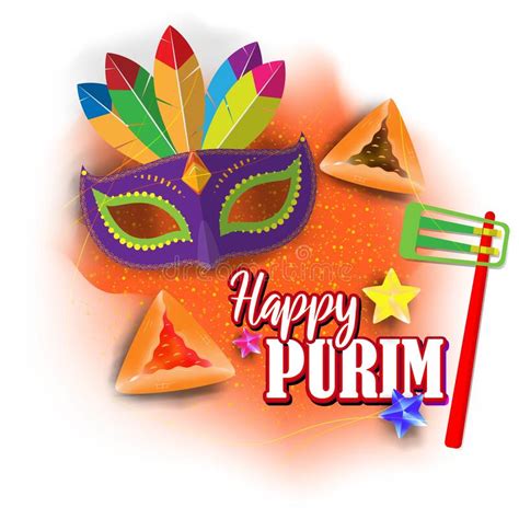 Vector Illustration Concept Of Happy Purim Jewish Holiday Greeting