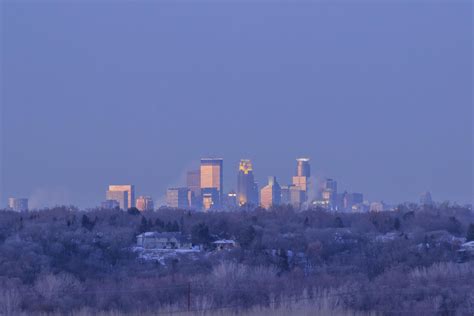 Minneapolis On A Cold Winter Day From 14 Miles Away Cityscape Skyline
