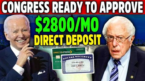 Congress Ready To Approve 2800monthly Checks Direct Deposit To All