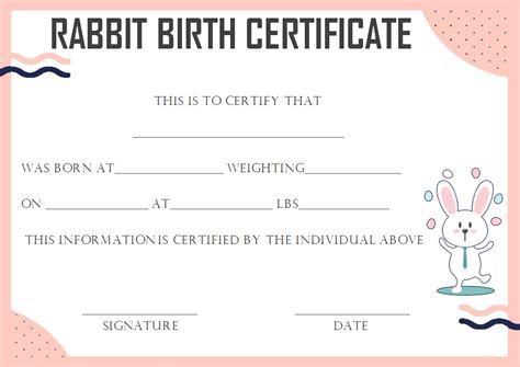 Whatever the reason, fake certificates will help you get a replacement. Rabbit Birth Certificate: 10 Certificates Free to Print ...