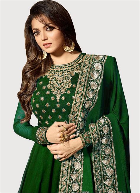 Here's the light color gown that looks so amazing on every girls. Drashti Dhami Green Bollywood Party Wear Anarkali Dress Online | YOYO Fashion