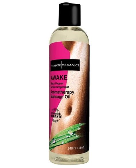 Intimate Organics Awake Massage Oil 8 Oz Black Pepper And Pink Grap