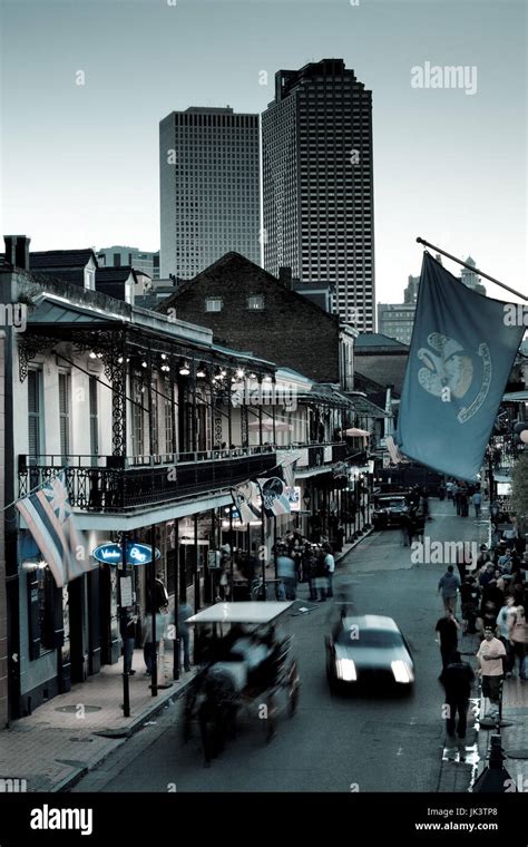 Usa Louisiana New Orleans French Quarter Bourbon Street And City