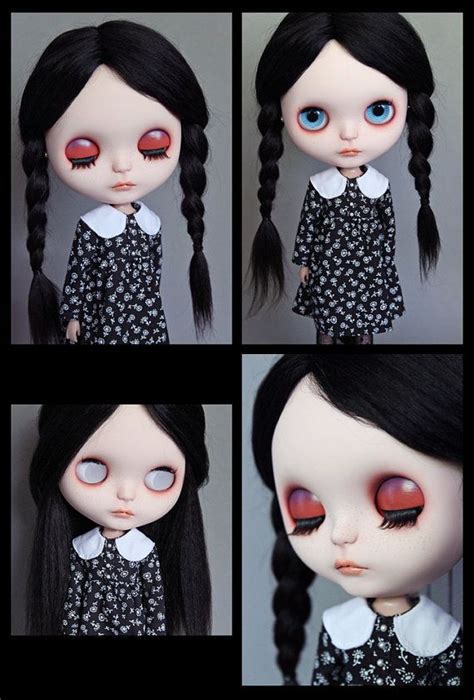 ooak blythe custom blythe doll little wednesday addams par mapuca blythe dolls creepy dolls