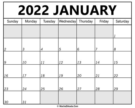 Printable January 2022 Calendar Desk And Wall Time Management Tips And Tools